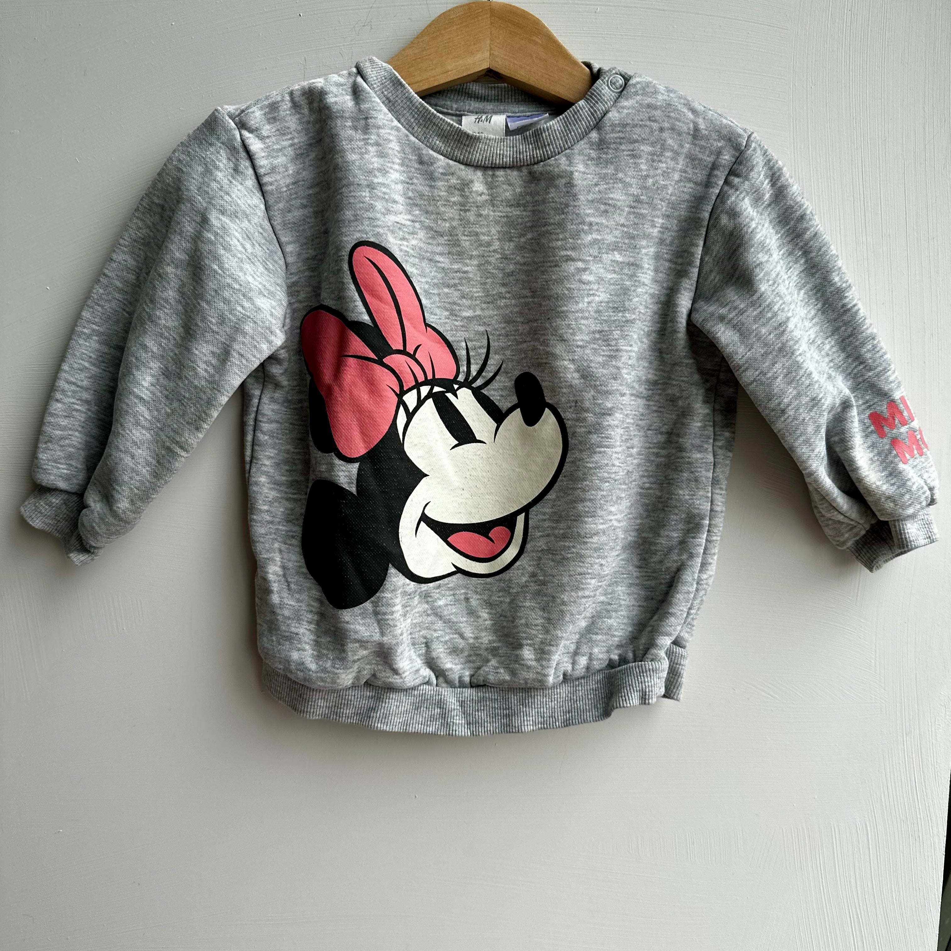 Pull gris Minnie Mouse H&M* Disney 9-12 mois | Seconde main | Imparfait- Petite tâche