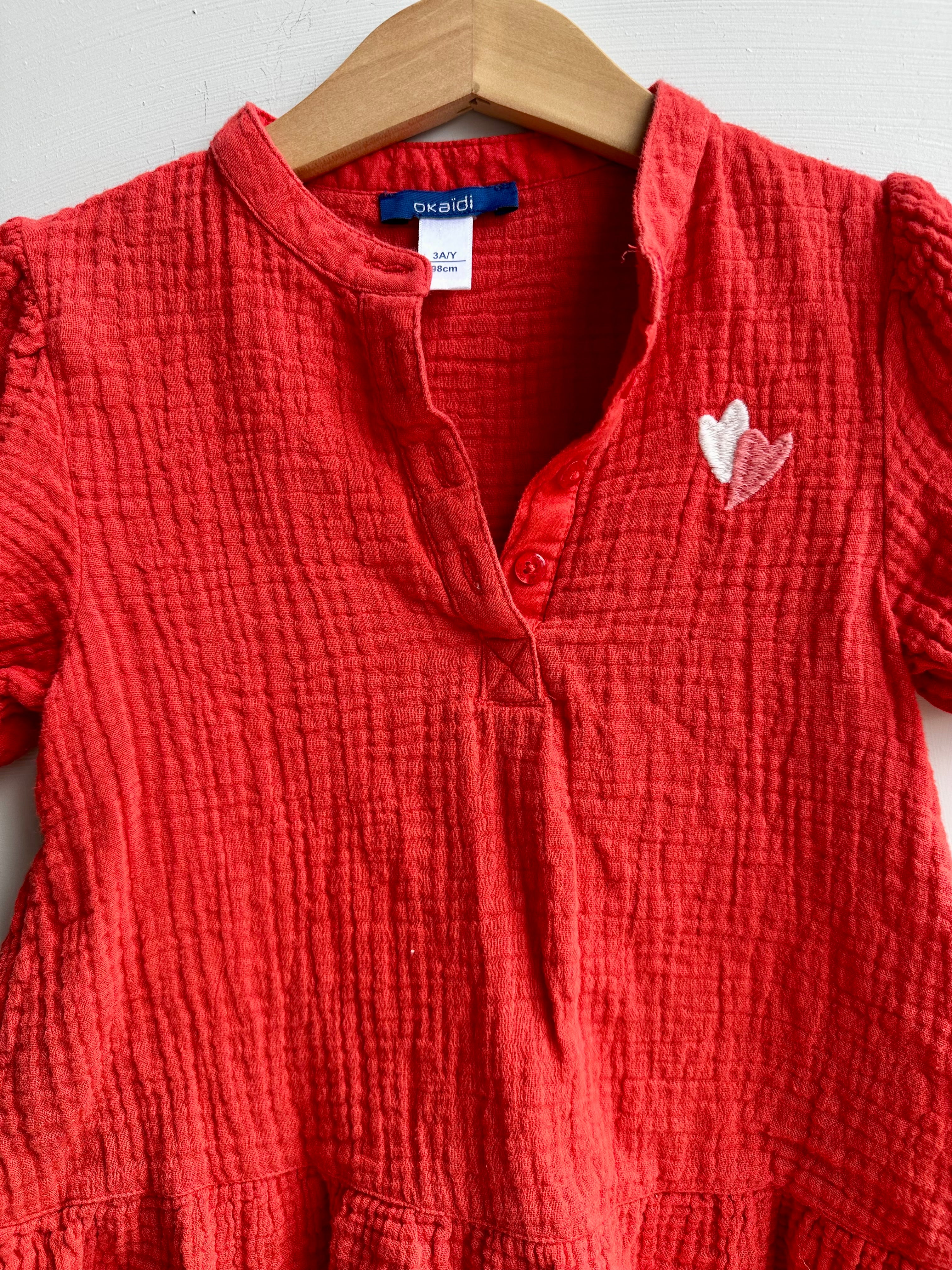 Robe rouge mousseline Okaïdi 3 ans | Seconde main
