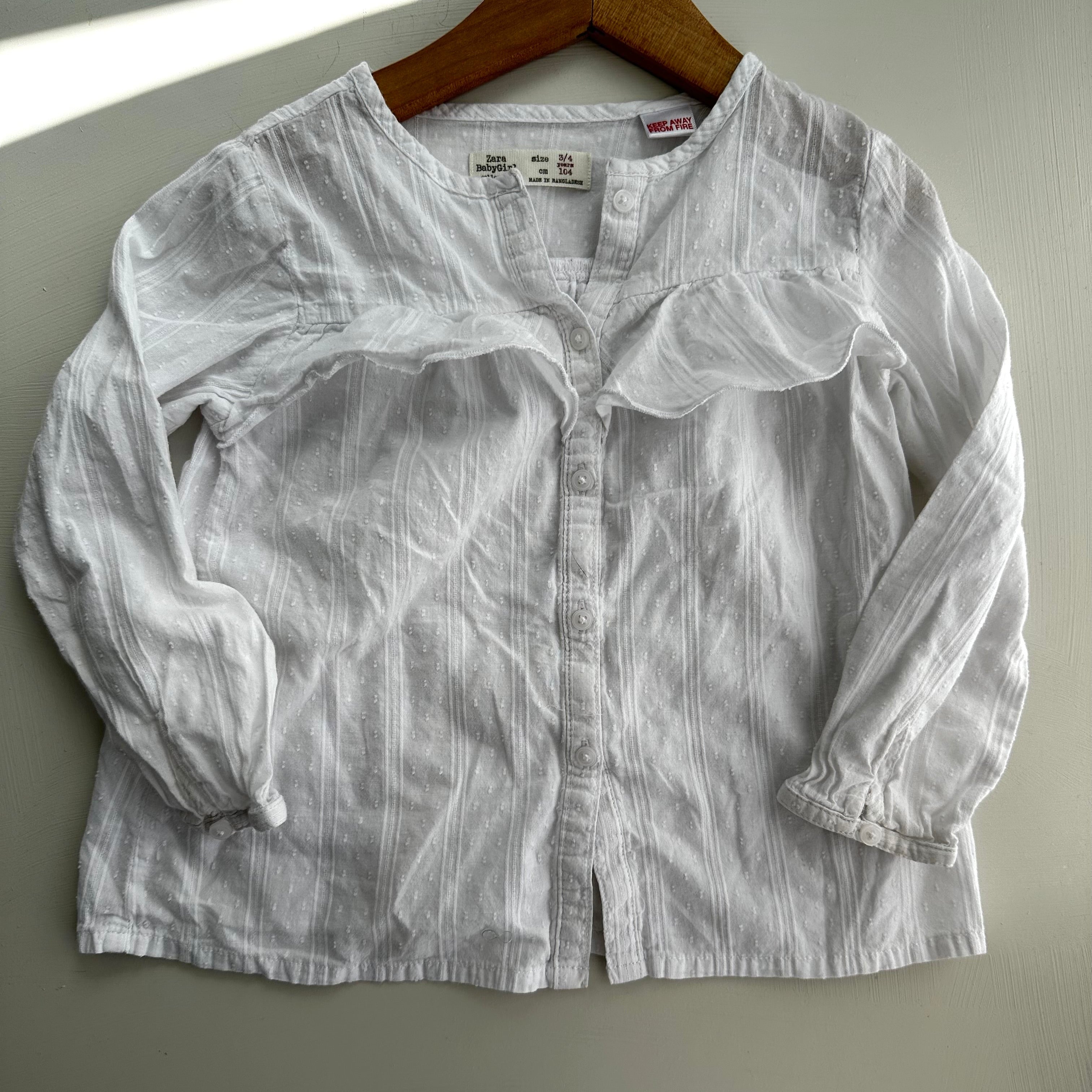 Chemise Zara blanche 3-4 ans | Seconde main