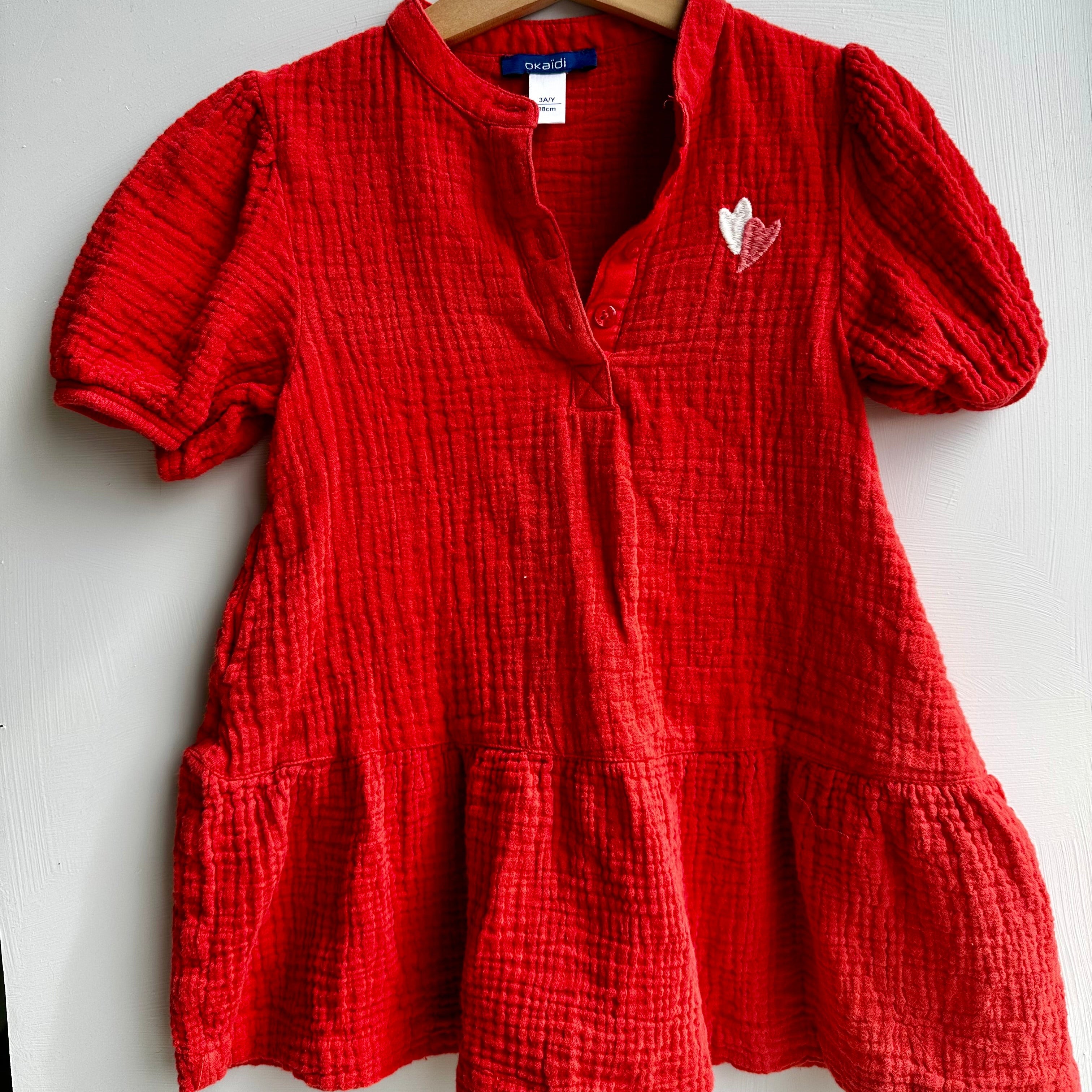 Robe rouge mousseline Okaïdi 3 ans | Seconde main
